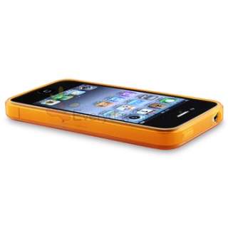 Orange Flower TPU Rubber Case+Privacy Filter Protector For Apple 