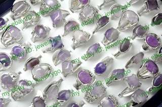 Wholesale lot 25 Amethyst gemstone platinum p Rings  