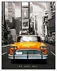 Poster New York Yellow Cab Times Square +Rahmen weiß