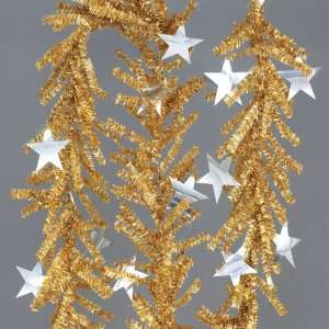  Pack of 6 Gold Artificial Tinsel Christmas Garland with 