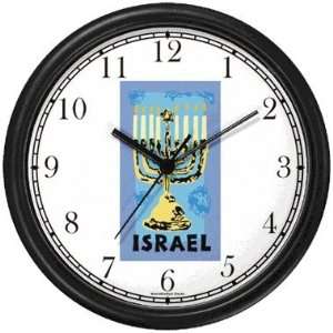 Israel Poster   Menorrah Judaica Jewish Theme Wall Clock by WatchBuddy 
