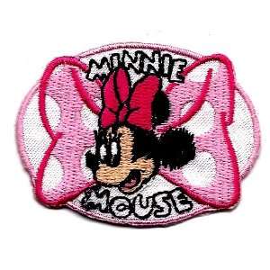   pink white polka dot bow Embroidered Iron On / Sew On Patch   Disney