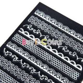   Beautiful 1 Sheet 3D Nail Art Stickers Style Bling Lace Tip  