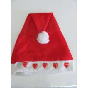  Santa Claus Hat  with Flashing Red Hearts 