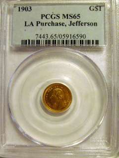 1903 US Gold $1 LA Louisiana Purchase, Jefferson   PCGS MS 65  