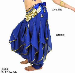 2011 HOT Belly Dance Costume pants&gold wavy 11 colours  