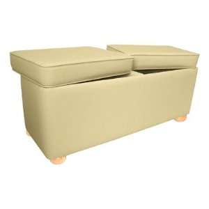  Large Storage Bench With Bun Feet Material Vinyl   Ivory 