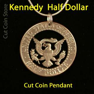 Kennedy Half Dollar Eagle Cut Coin Pendant Necklace  
