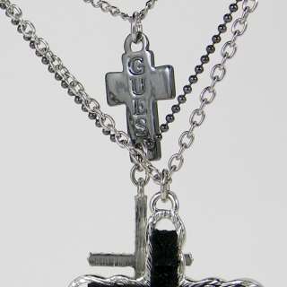 30 GUESS Triple Cross Charm Necklace NEW  