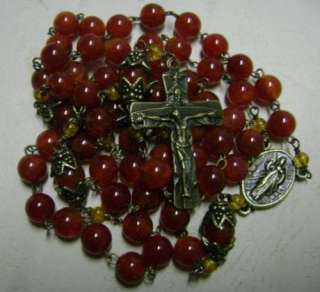 Natural Kaliningrad Amber beads Carnelian Rosary Cross  