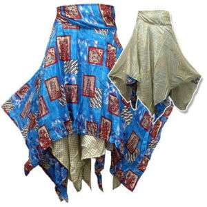 New Boho Hippie 2 Layer Silk Asym Hem Wrap Skirt  NL552  