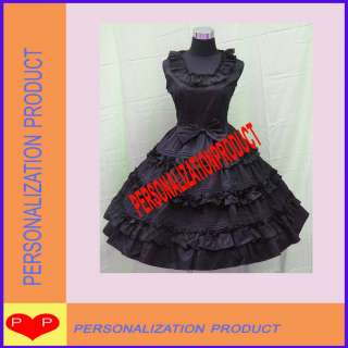   Southern Belle Fancy bow Lace Black Cosplay Knee Length Dress  