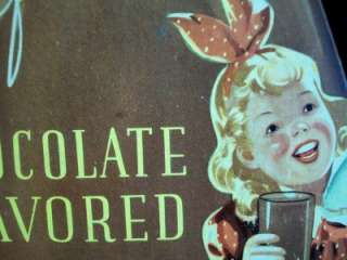VINTAGE CHOCOLATE FLAVORED DRINK ADVERTISING SIGN  