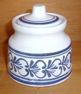 Vintage Varoslod Hungary Majolica Blue Sugar Bowl w Lid  