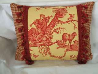 Pierre Deux Red Yell French Country Toile Pillow Fabric  