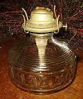   ANTIQUE EAGLE GLASS OIL LAMP BASE WICK EMBOSSED SQUARES LINEAR CIRCLES
