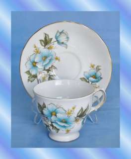 Queen Anne English Blue Flower Bone China Cup & Saucer  