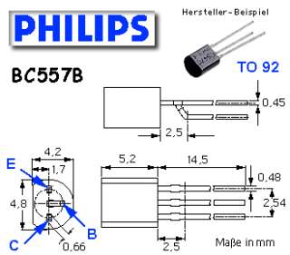 BC557B 50x Transistor PNP 45V 100mA BC557 TO92°  