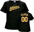Oakland Athletics Womens  Any Player  Black Name and Number Tee