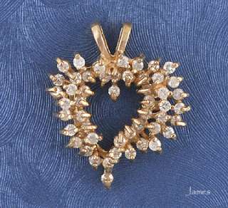 Genuine Diamond 14K Gold Heart Pendant 4 Necklace  