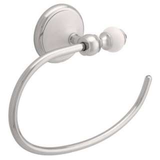 Decor Bathware Alexandria Towel Ring in Polished Chrome and White 