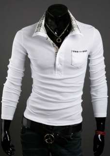 New Casual Mens Stylish Long Sleeve Checked T Shirt Jacket Fit Coat 