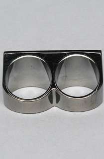 BLVCK SCVLE The Blvck 2 Finger Ring in Gunmetal  Karmaloop 