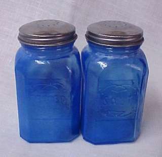 Milk Blue Stove Top Hoosier Salt Pepper Shakers New  