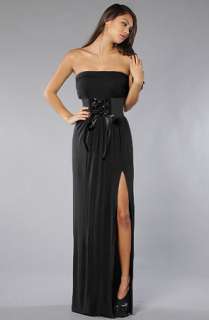 Venni Caprice Venni Caprice Black Blouson Jersey Dress with Slit BELT 
