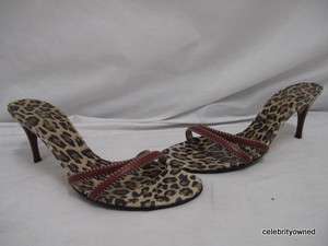 Dolce & Gabbana Leopard Sole Leather Double Strap Slip On Heels 41 