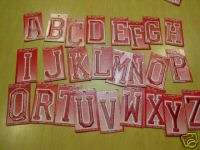 EMBROIDERED RED IRON ON CRAFT BLOCK LETTERS LARGE 3  