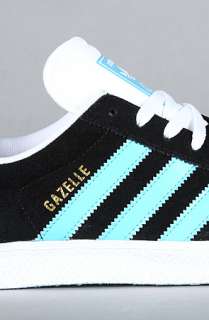 adidas The Gazelle 2 Suede Sneaker in Black Super Cyan White 