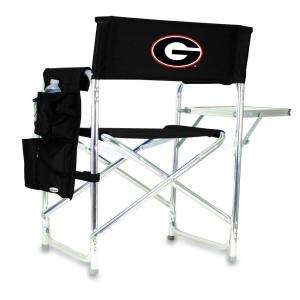 Picnic Time University of Georgia Black Sports Chair with Embroidered 