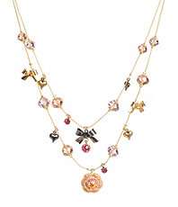 Betsey Johnson Iconic Ombre Rose 2 Row Illusion Necklace $45.00