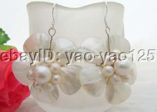 fresh water cultured pearl white round pearl white shell flower 