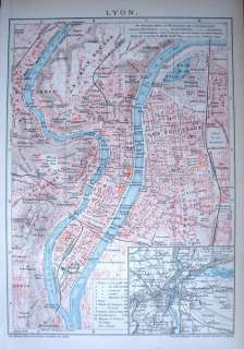 LITHOGRAPHIE 1898 STADTPLAN LYON  