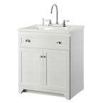   Vanity in White and Premium Acrylic Sink in White and Faucet Kit