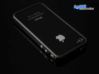 iPhone 4S 4G S BUMPER mit ALU KNÖPFEN + VOR & RÜCK FOLIE Hülle 