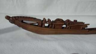 VINTAGE CHINESE CARVED BAMBOO BOAT  