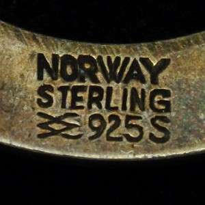 Yellow Circle Pin Vintage Enamel Sterling Silver Norway Aksel Holmsen 