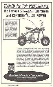 1963 Continental / Simplex Sportsman Mini Bike ad 9/24/11  