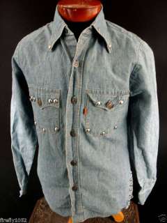 VERY RARE COLLECTABLE 1970S LEVI DENIM STUDDED SHIRT  
