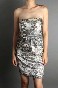   Printed Satin Pocket Strapless DRESS Cocktail Evening Party Prom NEW