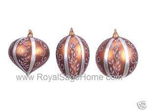 LARGE Copper Silver Painted Glass Christmas Ornaments  