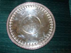 Reed & Barton Sliver Plate Platter Round Ornate 10.50  