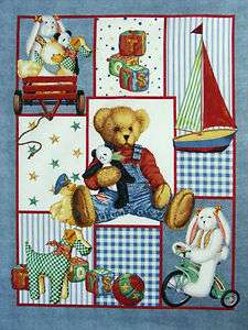  Teddy Picture Baby Panel Cheater Fabric Material Quilt Top New BP 38