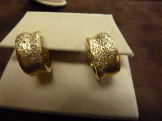 Raymond Hak SS Satin Finish Earrings Diamond 18K Yellow Gold Plated $ 