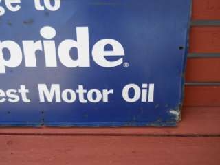 VINTAGE GULF TIN GAS STATION MOTOR OIL SIGN GULFPRIDE  