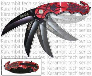 Spring Assisted Karambit Tek Spider Web Knife Red(PA 0180 RD)  