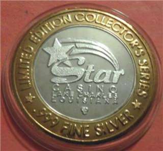 RARE Louisiana STAR CASINO Gaming token .999 CENTER  